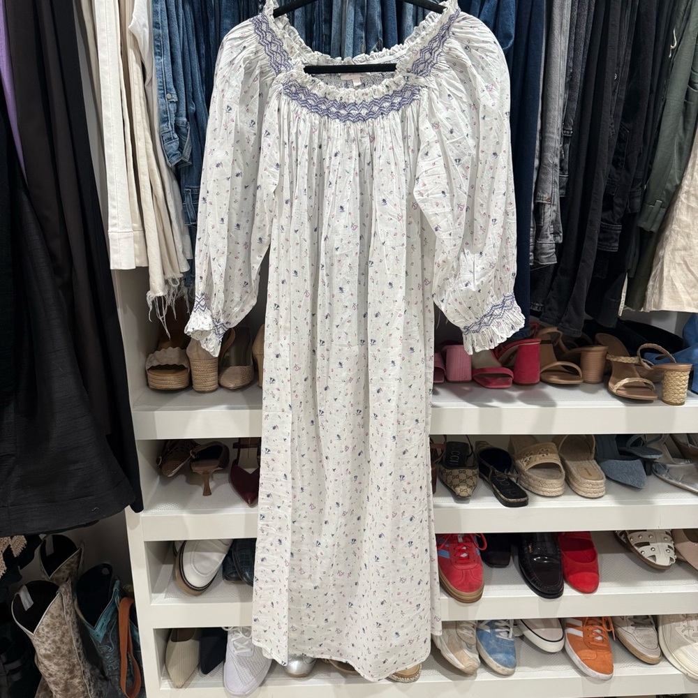 Floral White and Purple Women's Nightdress If Only If